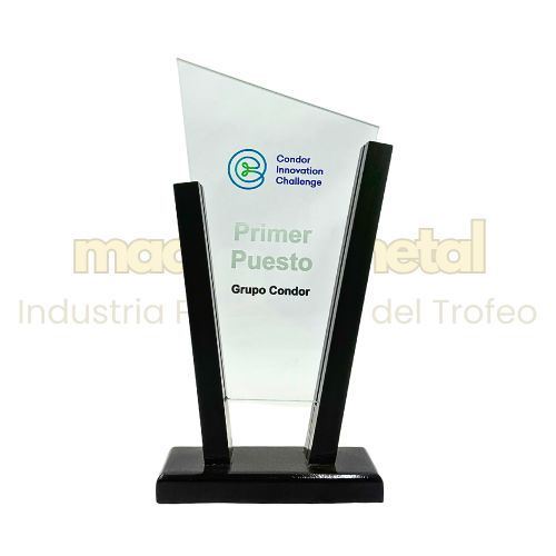 Imagen de trofeo de vidrio con estructura mdf -M20.618