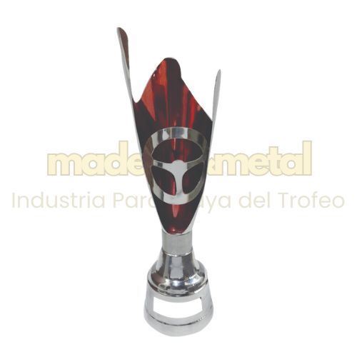 Imagen de Trofeo con cuerpo de acero inoxidable, frente tono bordó corte alegórico - M1.60